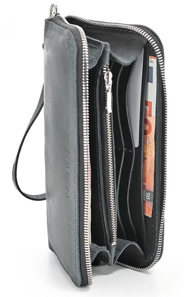 Кожаный Кошелек Zipper L серый LW06GG фото