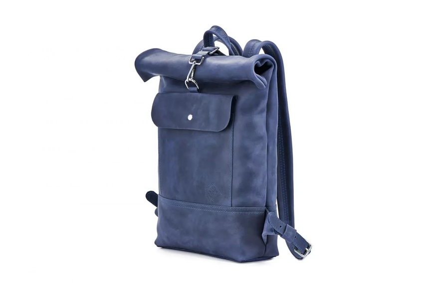 Шкіряний рюкзак Roll темно-синій L BP01NB фото