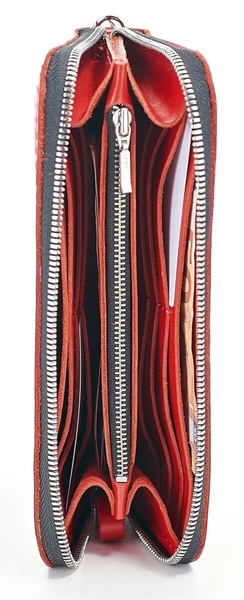 Кожаный Кошелек Zipper L красный LW06R фото