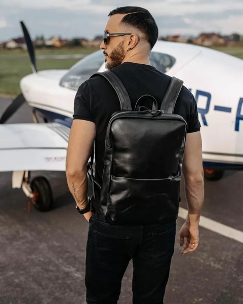 Кожаный рюкзак Nomad черный L BP04BL-L фото