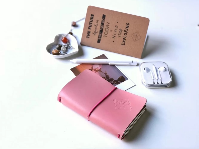 Кожаный Блокнот А6 со сменными блоками розовый пудровый LA16PI фото