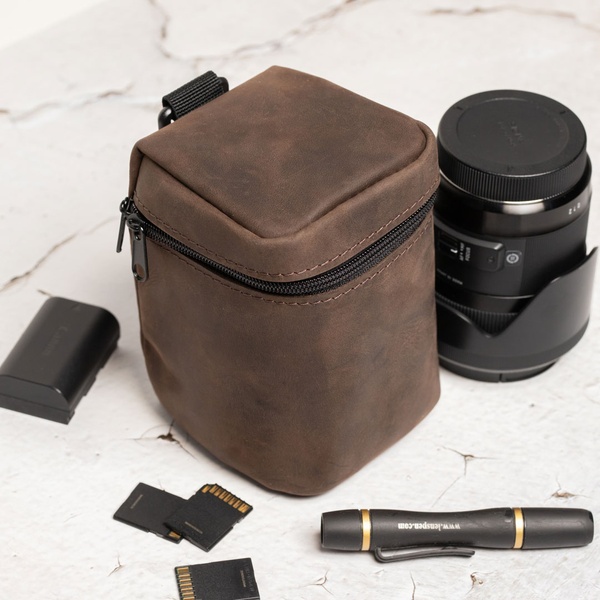 Футляр для об'єктиву Lens case M коричневий крейзі-хорс LA37BRH-M фото