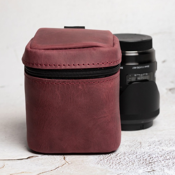 Футляр для объектива Lens case S бордовый крейзи-хорс LA37BUH-S фото