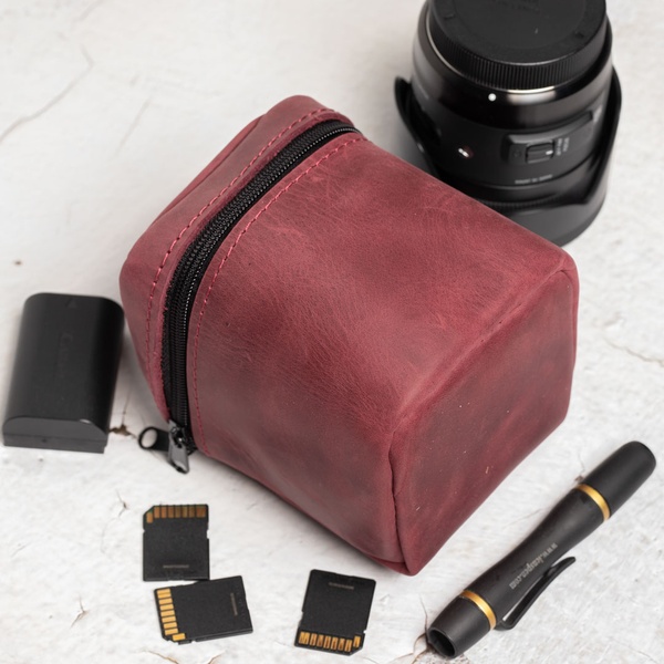 Футляр для об'єктиву Lens case S бордовий крейзі-хорс LA37BUH-S фото