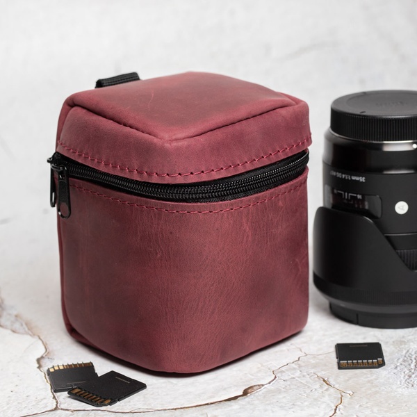 Футляр для объектива Lens case S бордовый крейзи-хорс LA37BUH-S фото