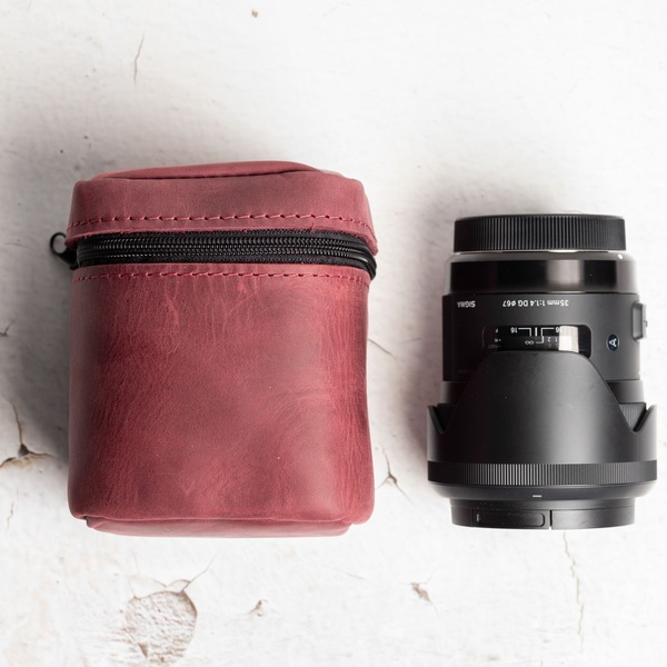 Футляр для объектива Lens case S бордовый крейзи-хорс LA37BUH-S фото