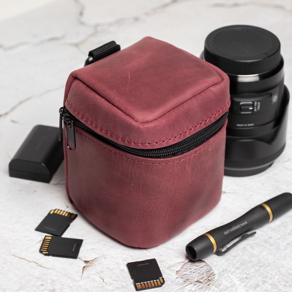 Футляр для об'єктиву Lens case S бордовий крейзі-хорс LA37BUH-S фото