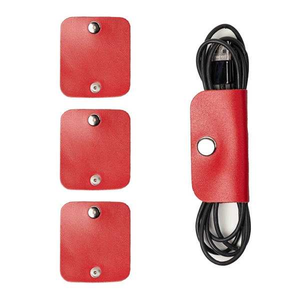 Кожаный Зажим для проводов Красный L комплект 3 шт AS04R3 фото