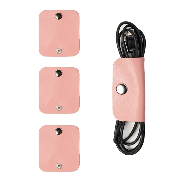Кожаный Зажим для проводов Розовый L комплект 3 шт AS04PI3 фото