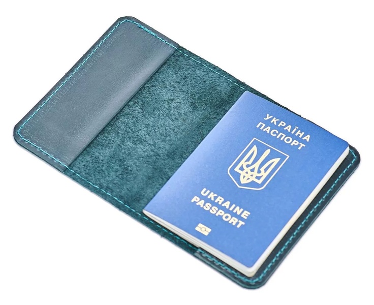 Шкіряна обкладинка для паспорта зелена LA20GR фото
