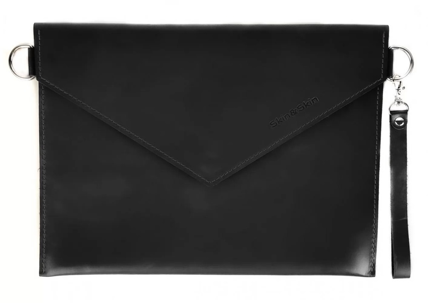 Кожаный Клатч-конверт под A4 черный WC02BL фото