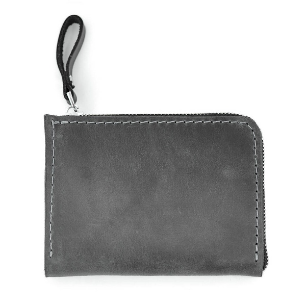 Шкіряний гаманець Zipper S сірий SW05GG фото