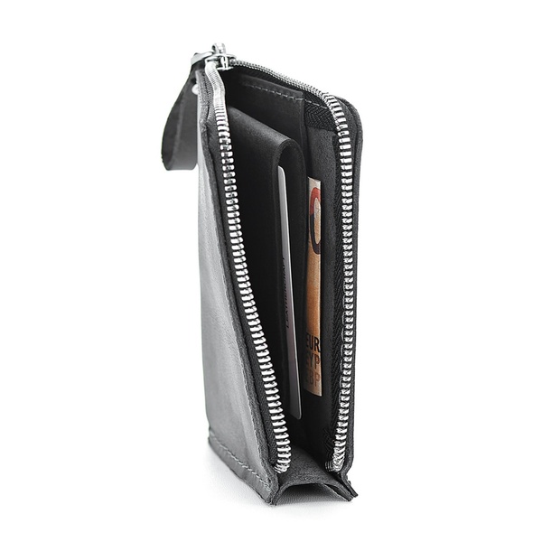 Кожаный Кошелек Zipper S серый SW05GG фото